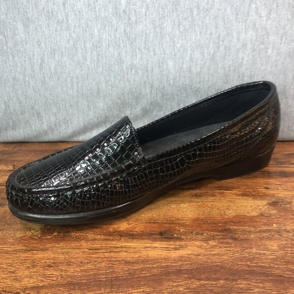 SAS Simplify Loafers Shoes Women's Size 9.5 W Wide Black Patent Leather Croc - Picture 6 of 11